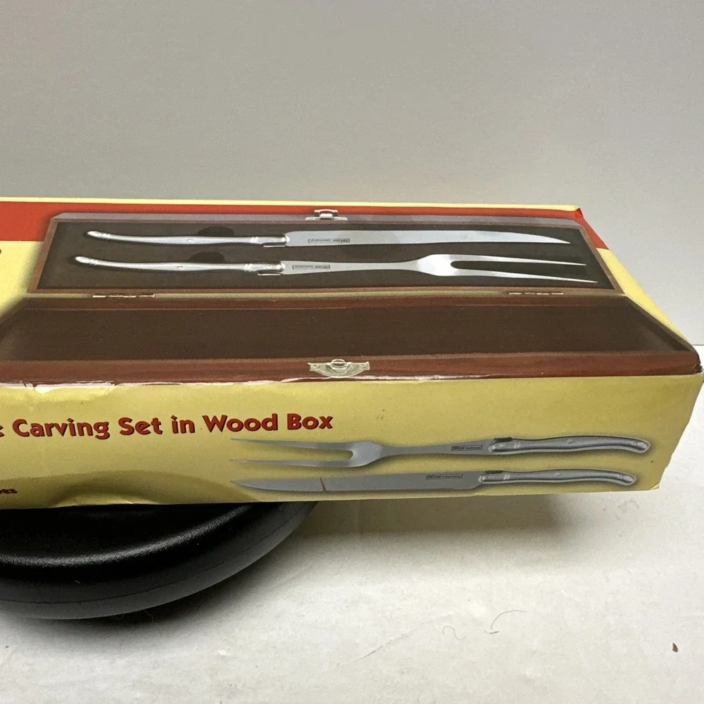 Slitzer Knife & Fork Carving Set Germany 2pc European-Style with Wooden Box